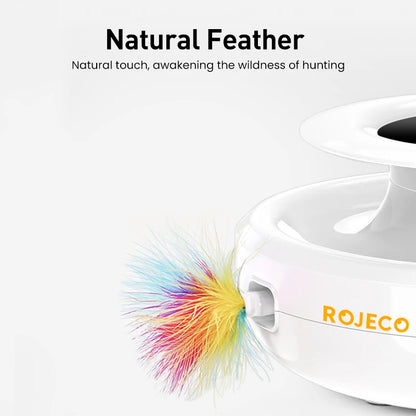 ROJECO Elegant 2 in 1 Pet Cat and Dog Toys Automatic Feather Fun Ball Game